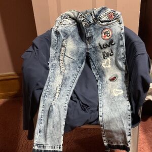 Trendy Light Blue Skinny Jeans with Patches